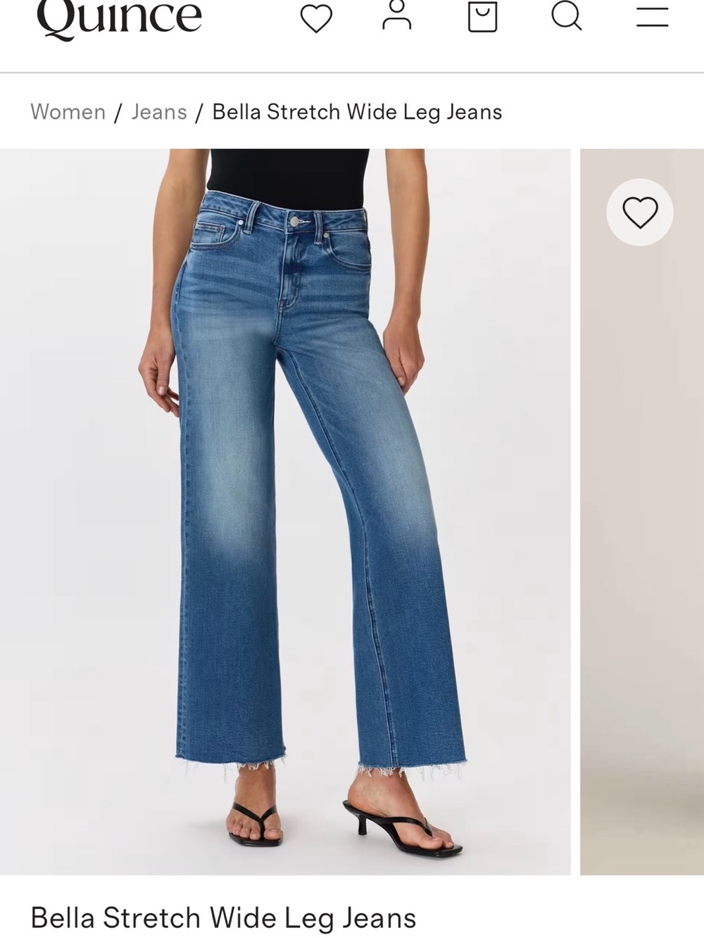 Quince Bella Stretch Wide Leg Jeans - Mid Blue Wash